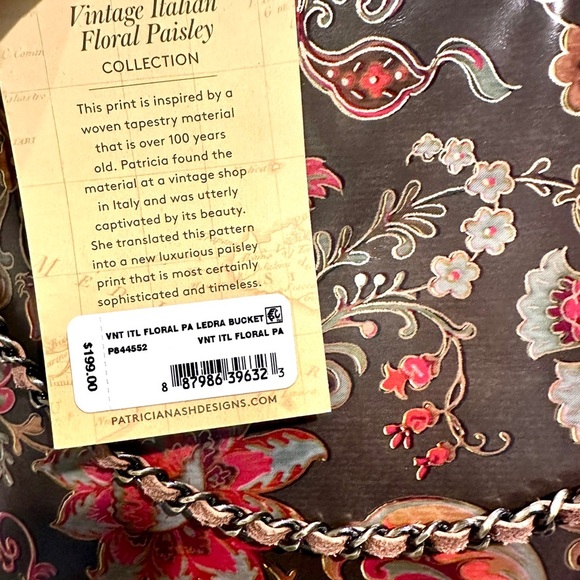 MWT Patricia Nash Leather Ledra Bucket Bag in Italian Floral Paisley - Picture 6 of 6